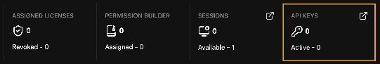 The stats bar on the License Keys page with the API Keys tile highlighted