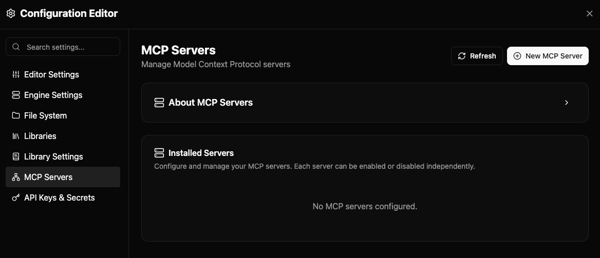 Blank MCP Server Settings